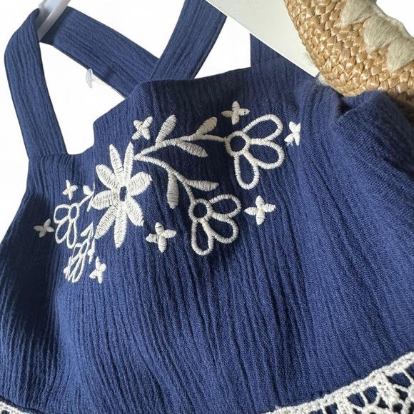Rachel Zoe Toddler Girl Floral Embroidered Navy Dress + Headband Size 4 NWT - Picture 3 of 9